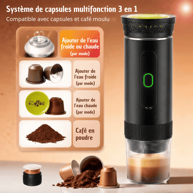 Cafetière expresso Caféo rechargeable portable 3 en 1
