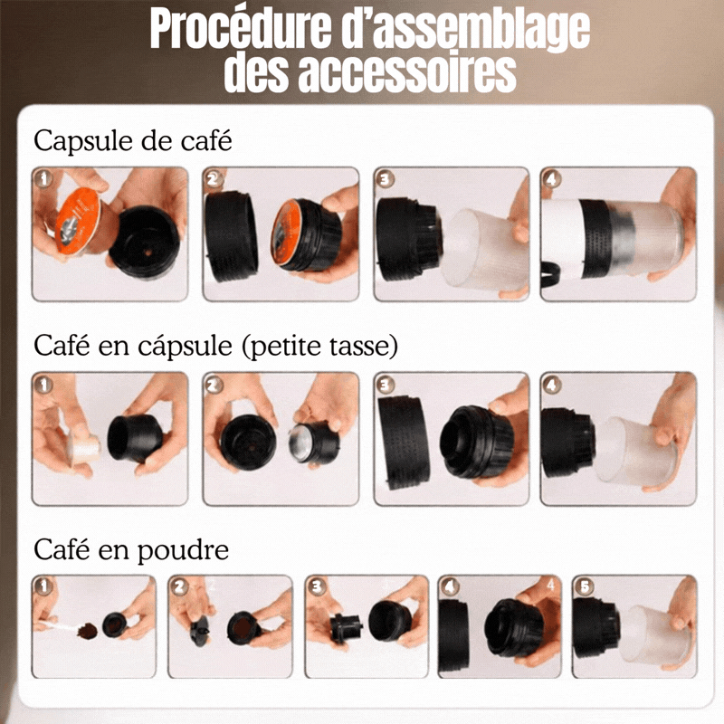 Cafetière expresso Caféo rechargeable portable 3 en 1